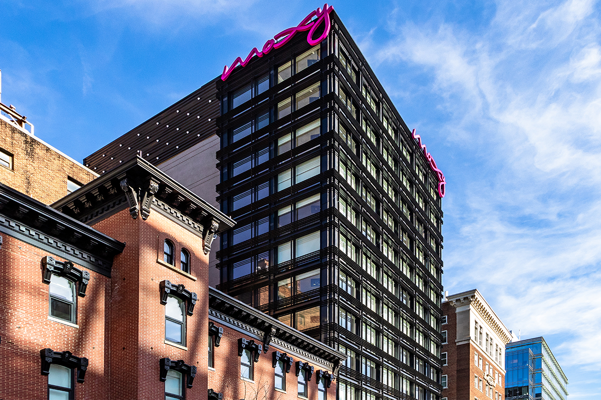 Moxy Hotel in Washington, D.C. with INTUS Arcade STC 45/OITC 38 steel reinforced polymer windows